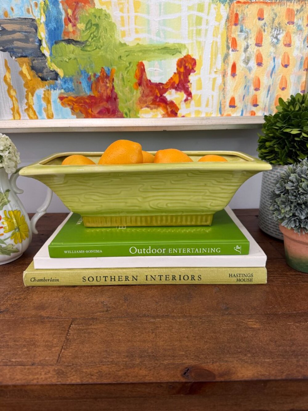 Vintage Stanford Ware Green & Gold Planter | Sebring Ohio Mid Century Pottery |